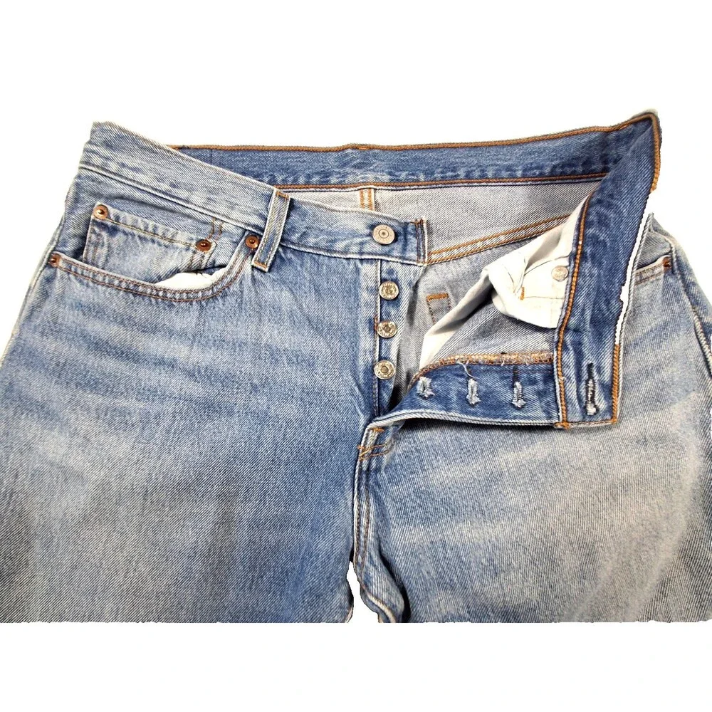 Levi’s 501 CT Jeans Women 30x32 Light Wash Distressed Tapered Denim - Picture 4 of 12